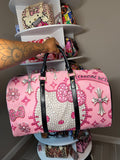 Pink Rhinestone Kitty Duffle Bag